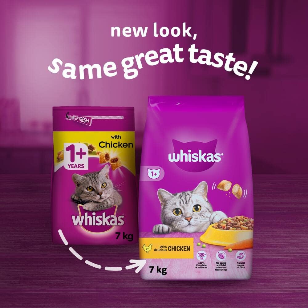 Whiskas 1+ Adult Dry Cat Food | Chicken | 7kg Bulk Bag