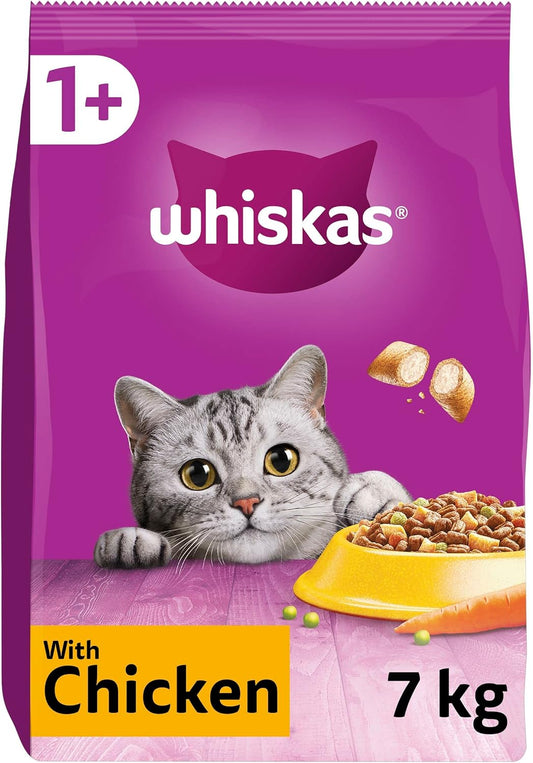 Whiskas 1+ Adult Dry Cat Food | Chicken | 7kg Bulk Bag